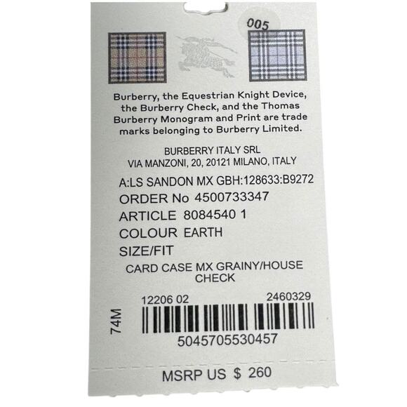 NWT Burberry Card Case Holder in Grainy/House Check - Picture 6 of 9